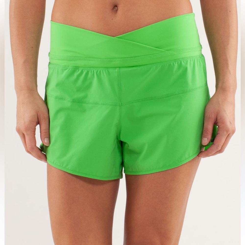 Lululemon Run Pace Solid Green Crossover Front Sh… - image 1